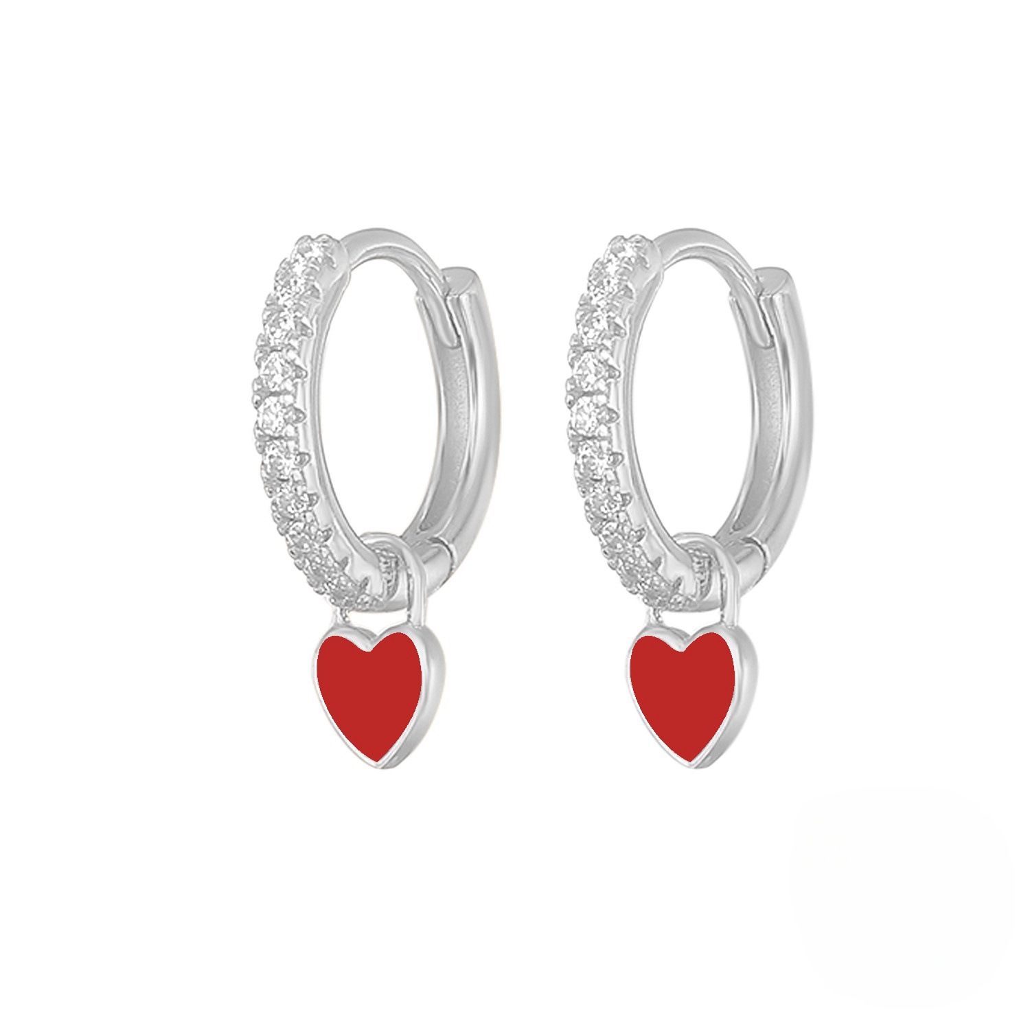 Vintage Enamel CZ Love Heart Huggies Colorful Crystal Dropping Oil Round Circle Gold Plated Hoop Earring for Women Small Jewelry4