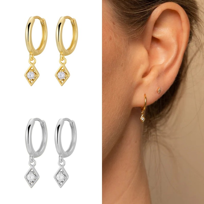 New Zircon Water Drop Huggies 18K Gold Hoop Earrings for Women Classic Fine Jewelry Accessories