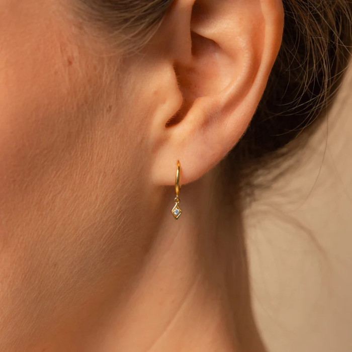 New Zircon Water Drop Huggies 18K Gold Hoop Earrings for Women Classic Fine Jewelry Accessories