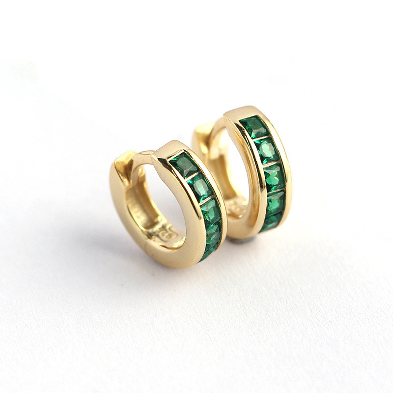 New Green Cubic Zirconia Chain Hoop Earrings for Women Star Moon Lightning Cartilage Earring Piercing Jewelry