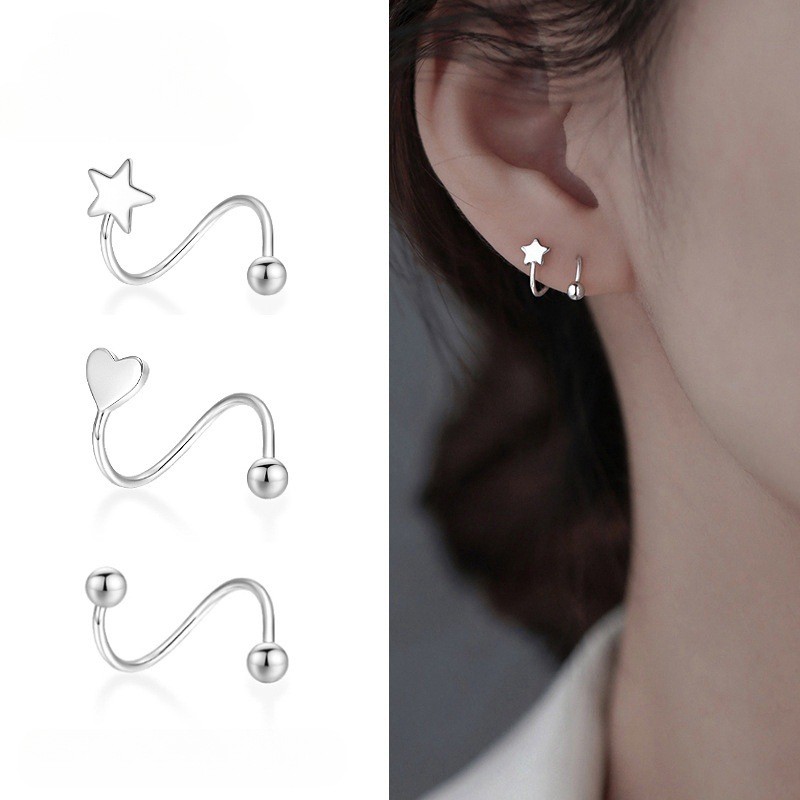 Fashion Twisted Stud Earrings Lip Piercing Star Cartilage Tragus Helix Ear Piercing Jewelry Gifts
