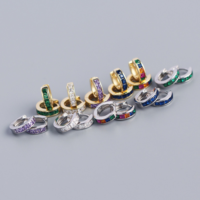 New Green Cubic Zirconia Chain Hoop Earrings for Women Star Moon Lightning Cartilage Earring Piercing Jewelry