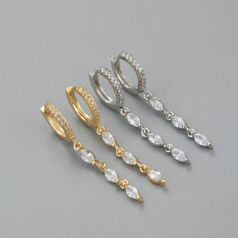 Vintage Zircon Water-drop Hoop Earring Stainless Steel Shiny Luxury Huggie Cartilage Party Jewelry