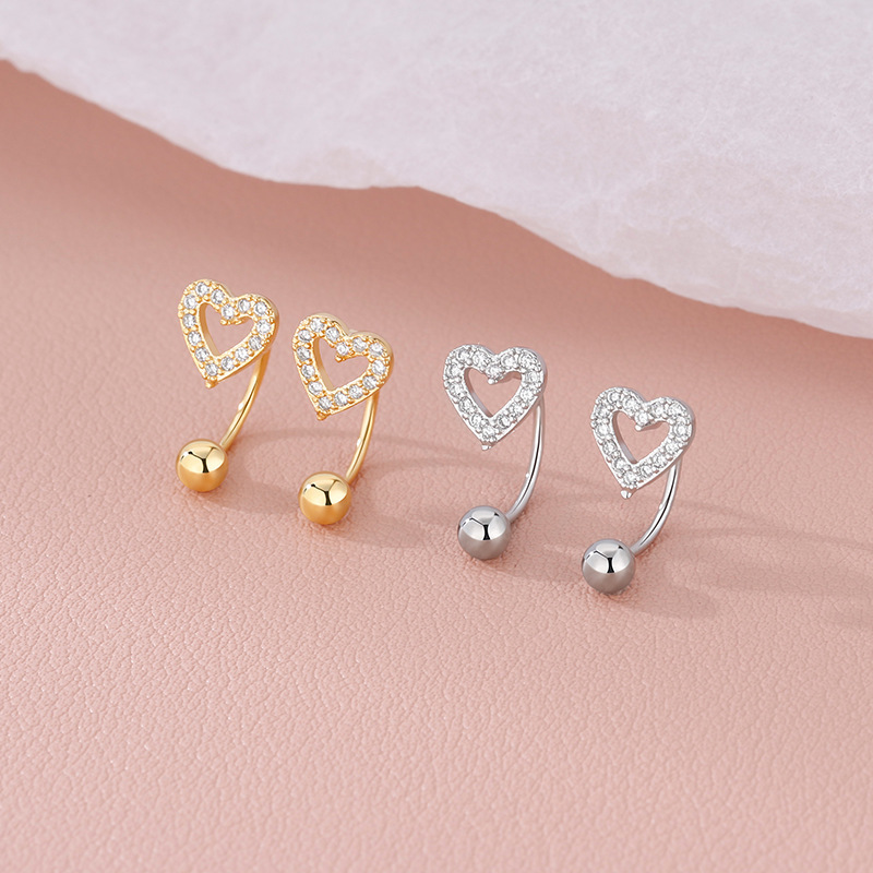 Trendy Vintage Gold Color Heart Earring Women Classic Tiny Minimal Piercing Stud Earrings Female Jewelry Gift3