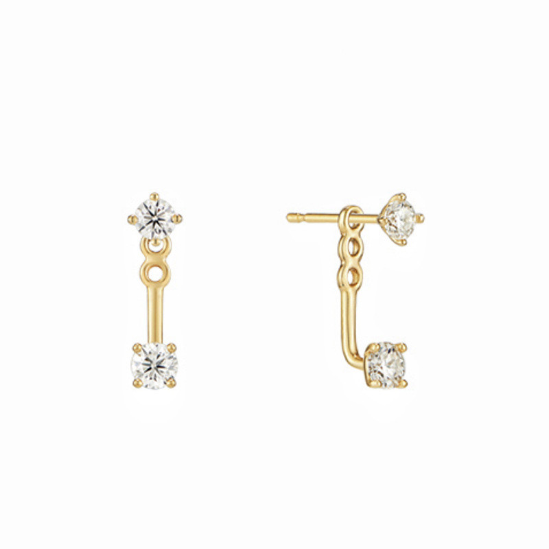 Special Design White Cubic Zircons Drop Piercing Earrings for Women Gold Color Wedding Party Jewelry