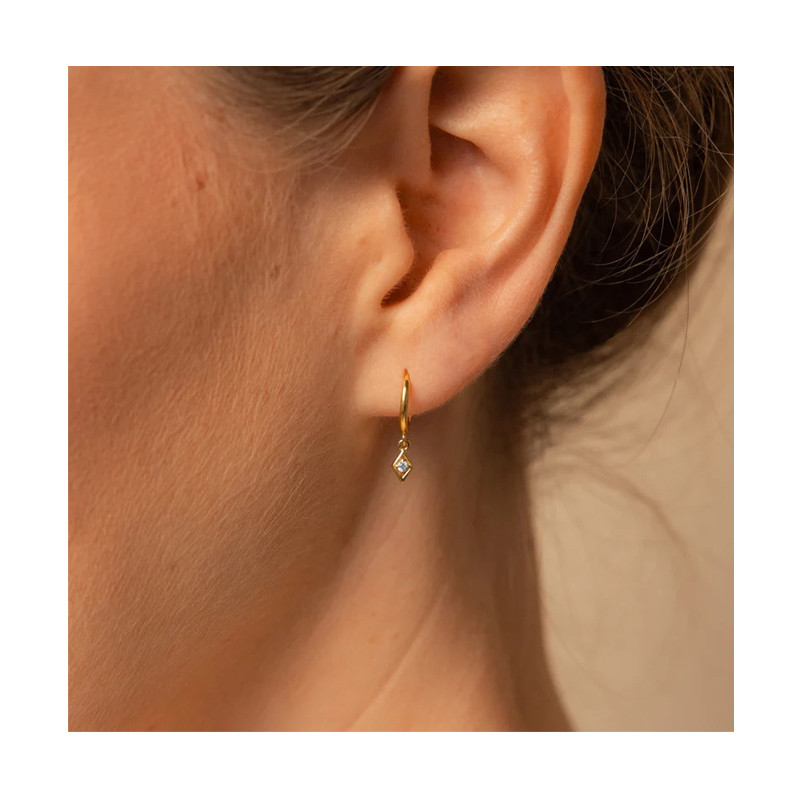 New Zircon Water Drop Huggies 18K Gold Hoop Earrings for Women Classic Fine Jewelry Accessories