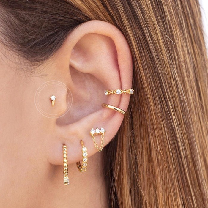Geometric Stud Earring for Women Mini Cute Zircon Piercing Earrings Fine Wedding Jewelry