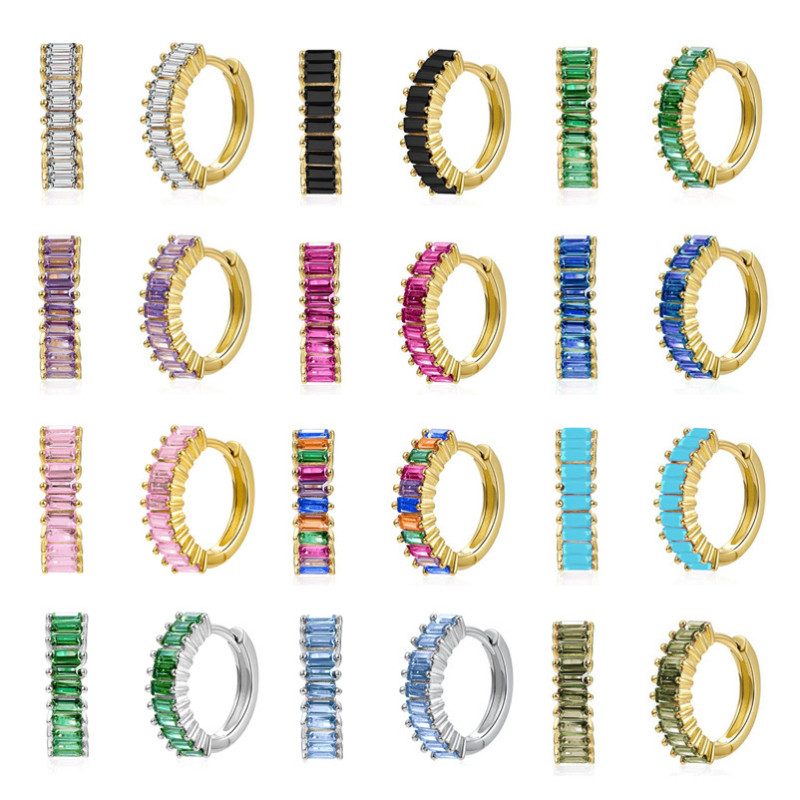 Circle Hoop Earrings Women Colorful Zircon Crystal Cartilage Earrings 2024 Trend Small Piercing Jewelry
