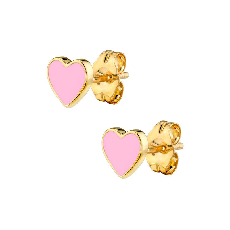 18k Gold Plated Stud Earrings for Women Red Love Heart Earrings Small Cute Pink Heart Earrings Girl Gift