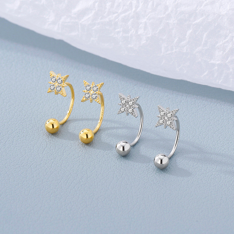 Minimal Crystal Star Ear Studs Earring Women Korean Helix Studs Tragus Cartilage Piercing Jewelry