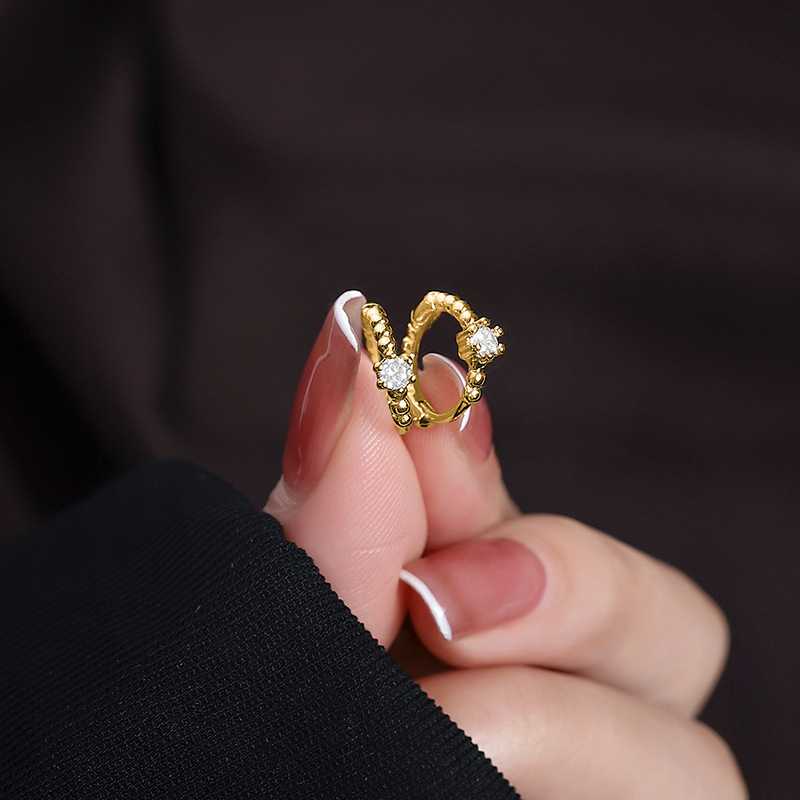 Gold Color Hoop Earrings for Women Vintage Luxury CZ Zircon Women's Earring Wedding Jewelry Wholesale3