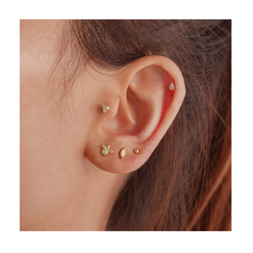 Piercing Jewelry 1PCS Opal Crown Water Drop Shape Geometric Round Triangle Stud Earrings for Women