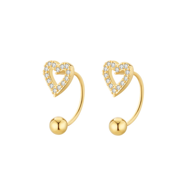 Trendy Vintage Gold Color Heart Earring Women Classic Tiny Minimal Piercing Stud Earrings Female Jewelry Gift