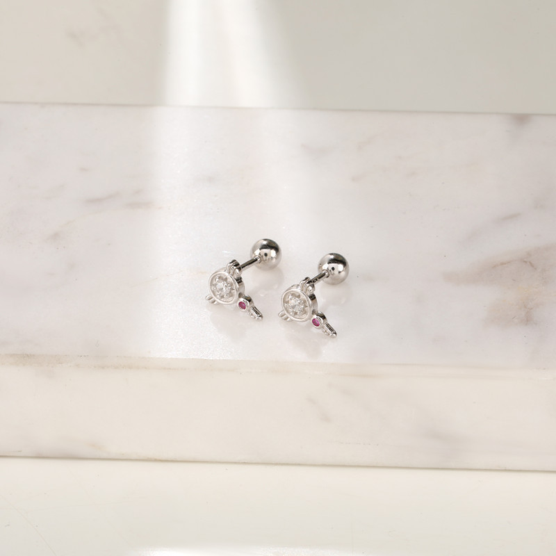 Minimalist Colorful Zircon Star Spiral Beads Stud Earrings for Women Charm Piercing Ear Bone Jewelry Accessories Gifts