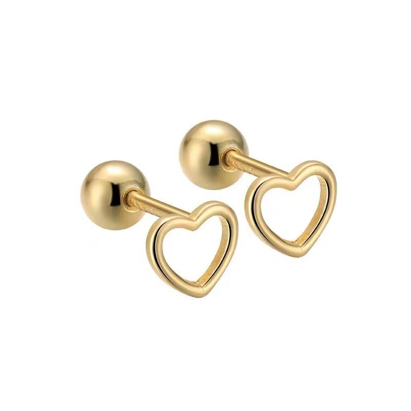Fashion Minimalist Hollow Heart Screw Earring for Women Girls Versatile Charm Daily Commuting Jewelry Accessories