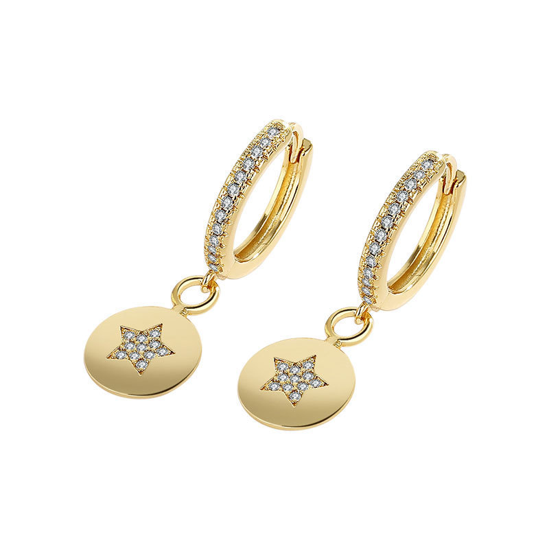 Fashion Star Zircon Round Pendant Earrings for Women Simple Fashion High Quality Exquisite Elegant Jewelry