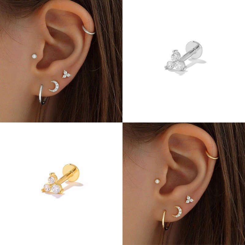 Fashion CZ Screw Stud Earrings for Women Wedding Party Minimalist Jewelry Gift Pendientes Accessories