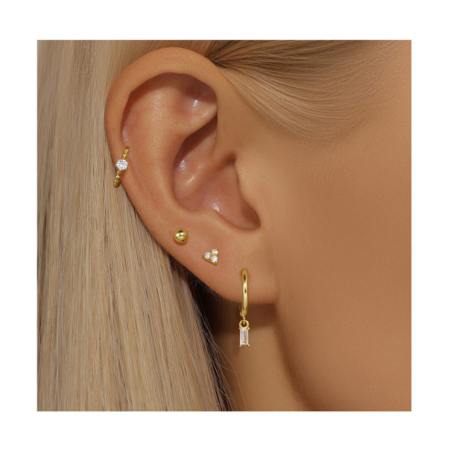 4PCS Fashion Hoop Earrings Set for Women Elegant Crystal Stud Ear Piercing Earrings Wedding Jewelry