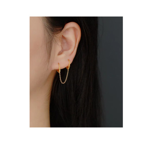 Gold Color Chain Hoop Earring for Women Huggie Punk Unisex Earring Wedding Piercing Jewelry