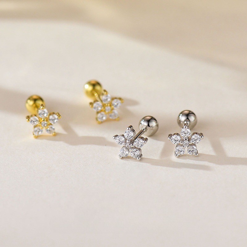 Mini Cute Flower Crystal Stud Earrings Simple Ins Plum Blossom Earrings Fine Party Wedding Jewelry
