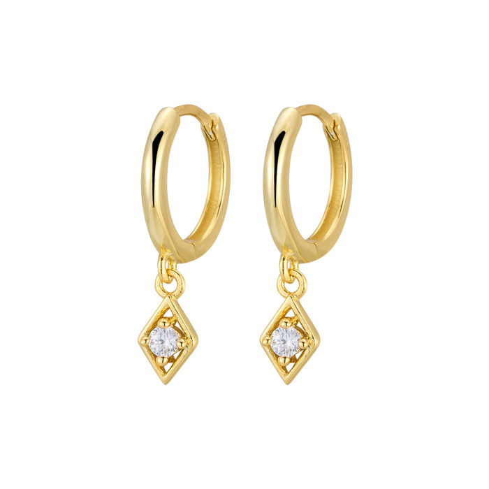New Zircon Water Drop Huggies 18K Gold Hoop Earrings for Women Classic Fine Jewelry Accessories