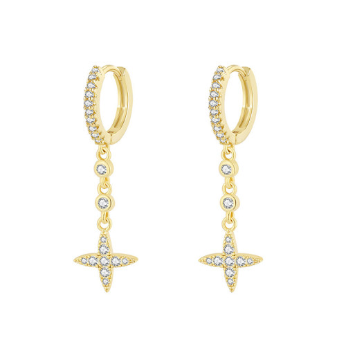Simple Cross Earrings for Women Ear Needle Crystal Cross Pendant Hoop Earrings Fashion Jewelry Gifts