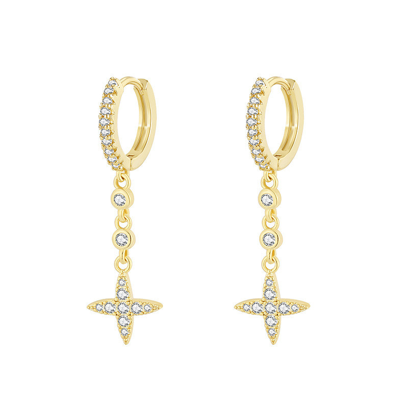 Simple Cross Earrings for Women Ear Needle Crystal Cross Pendant Hoop Earrings Fashion Jewelry Gifts