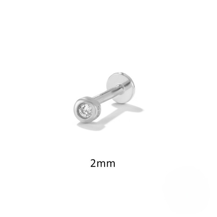 Flat Helix Piercing Earrings Single Ear Stud Simple Geometric Zircon Exquisite Small Trinket Aretes