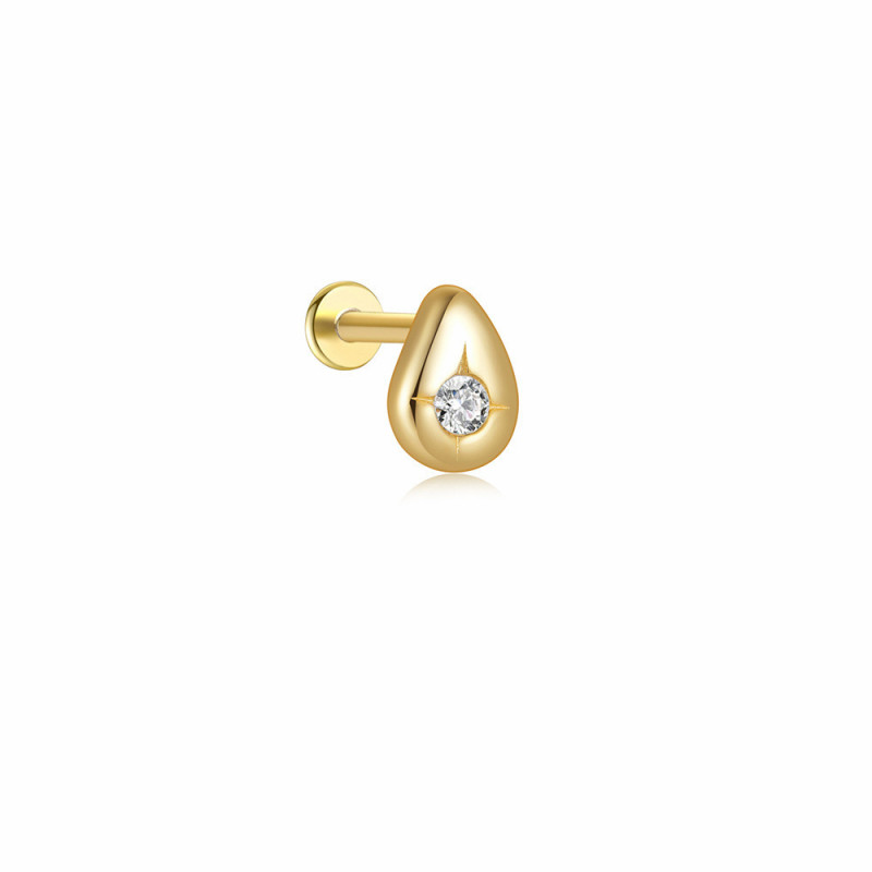 Flat Screw-Back Stud Earrings for Women Sparkling Micro-Paved Zirconia Simple and Versatile Fan-Shaped and Round Design Earring