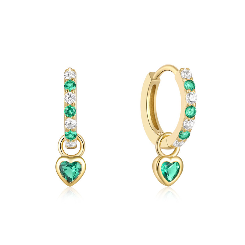 Huggie Heart Hoop Earrings for Women Geometric Earring Love Colored Diamond Piercing Jewelry Girl