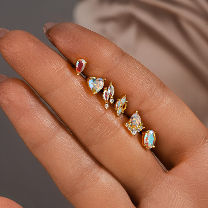 Geometry Moonstone Piercing Stud Earrings for Women 18K Gold Vintage Elegant Jewelry Pendientes Gift