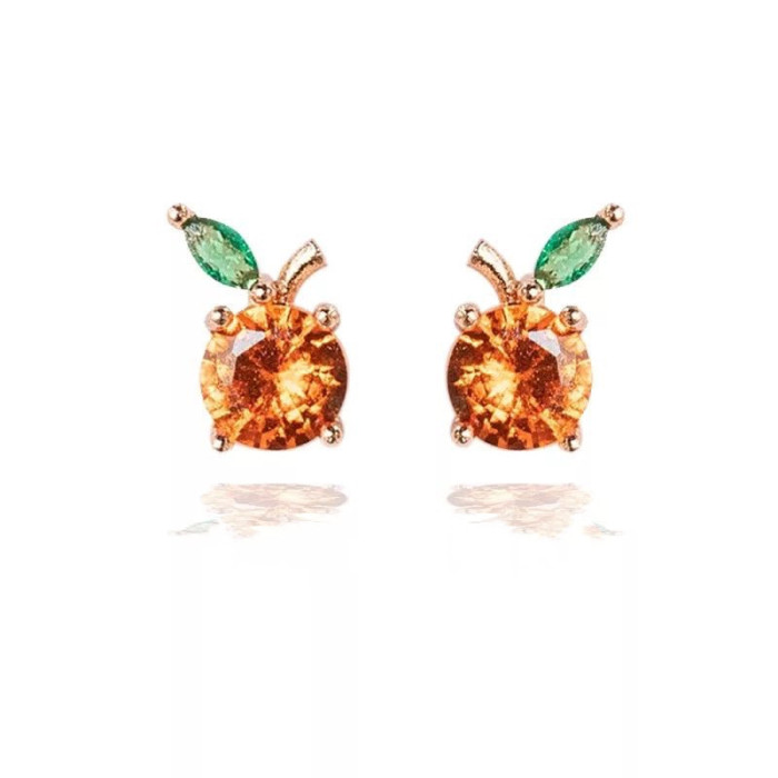Fashion Ear Needle Exquisite Cute Earrings Colorful Zircon Fruit Series Design High-end Earrings for Women Jewelry