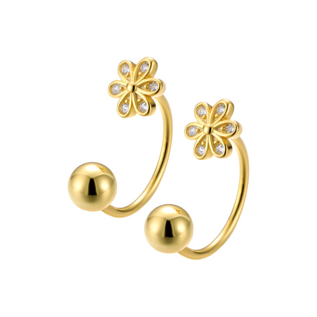 Fashion Simple Spring Stud Earrings for Women Little Flower Zircon Screw-Back Minimal Thin Ear Nail Piercing Accessories Jewelry