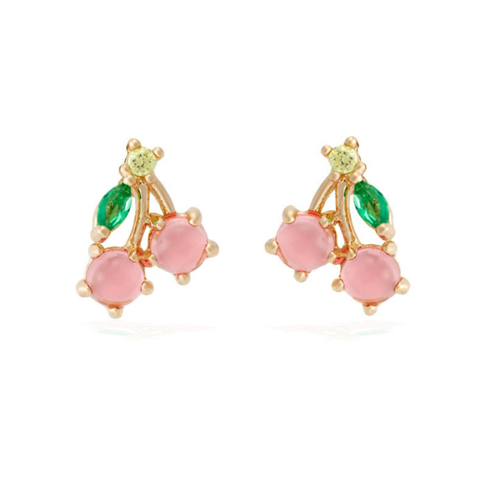 Fashion Ear Needle Exquisite Cute Earrings Colorful Zircon Fruit Series Design High-end Earrings for Women Jewelry