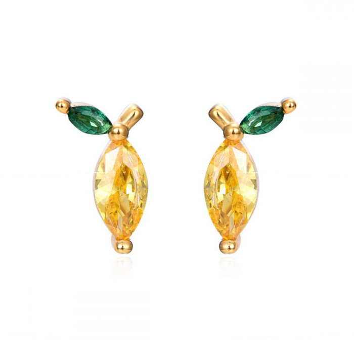 Fashion Ear Needle Exquisite Cute Earrings Colorful Zircon Fruit Series Design High-end Earrings for Women Jewelry