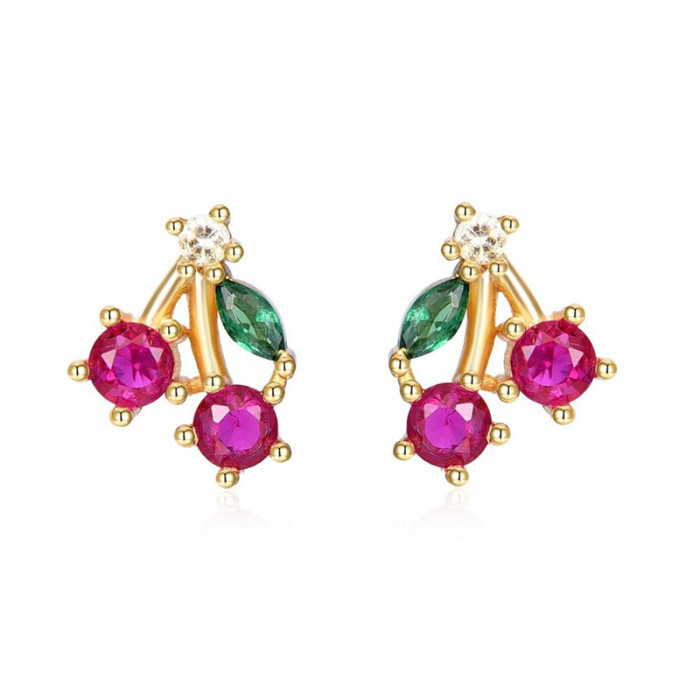 Fashion Ear Needle Exquisite Cute Earrings Colorful Zircon Fruit Series Design High-end Earrings for Women Jewelry