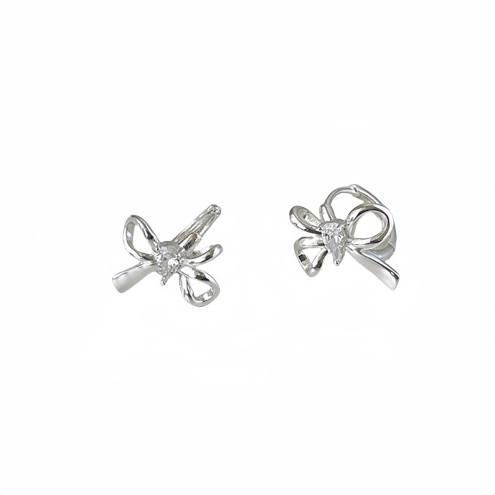 Sweet Cute Bow Stud Earrings for Women Korea Ribbon Earrings Simple Minimalist Ear Piercing Jewelry Gift