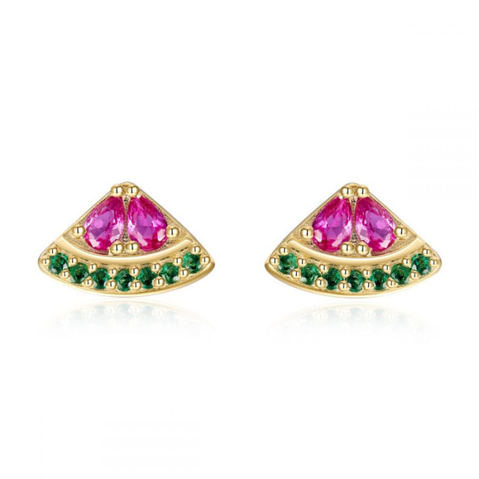 Fashion Ear Needle Exquisite Cute Earrings Colorful Zircon Fruit Series Design High-end Earrings for Women Jewelry