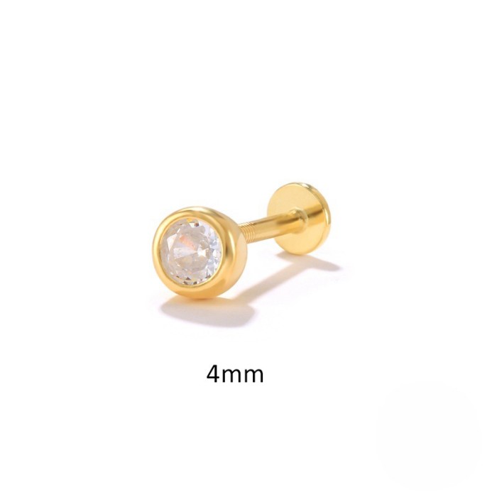 Flat Helix Piercing Earrings Single Ear Stud Simple Geometric Zircon Exquisite Small Trinket Aretes