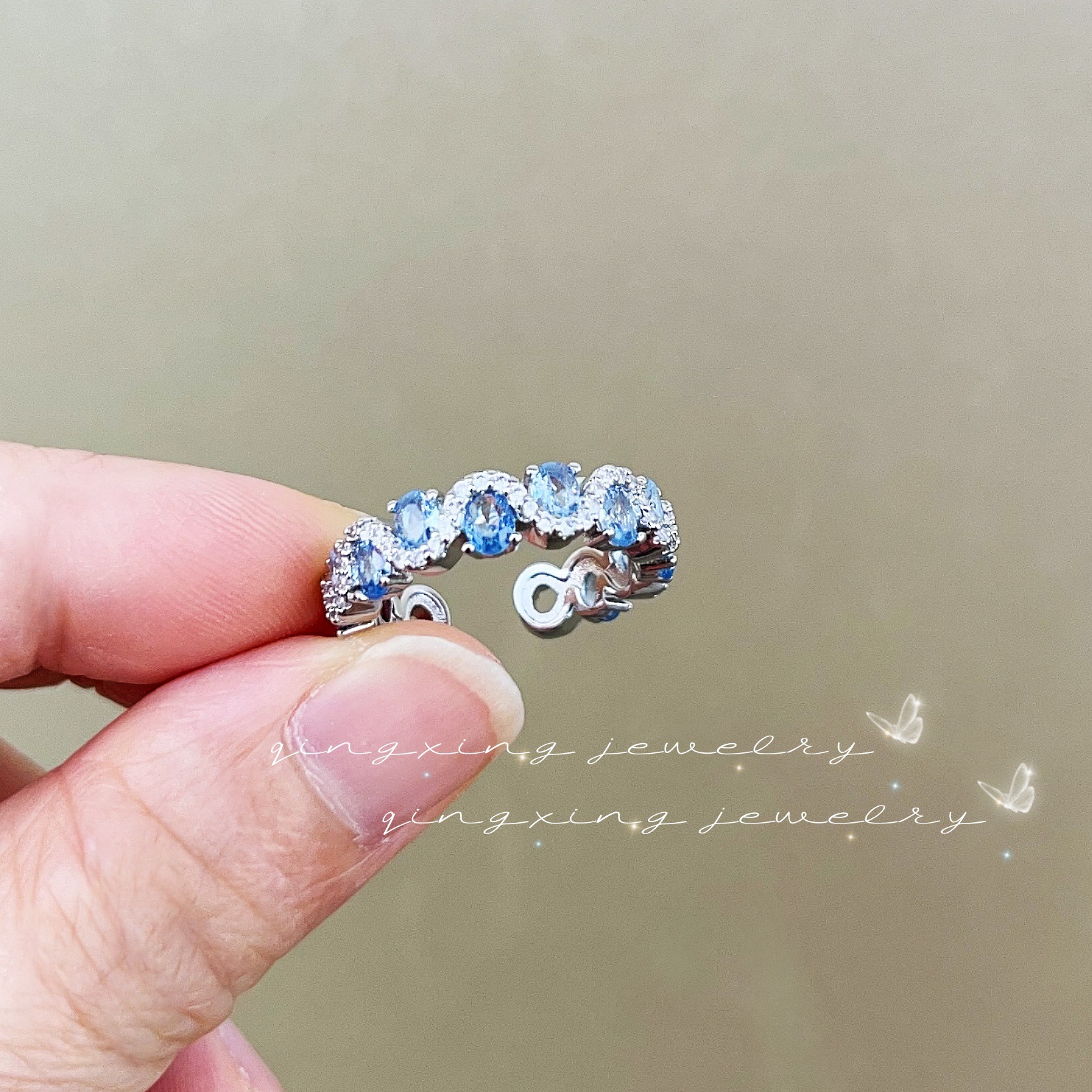 High-end fashion colorful ring red corundum spinel versatile zircon high-end sense Yalishanda internet celebrity opening ring