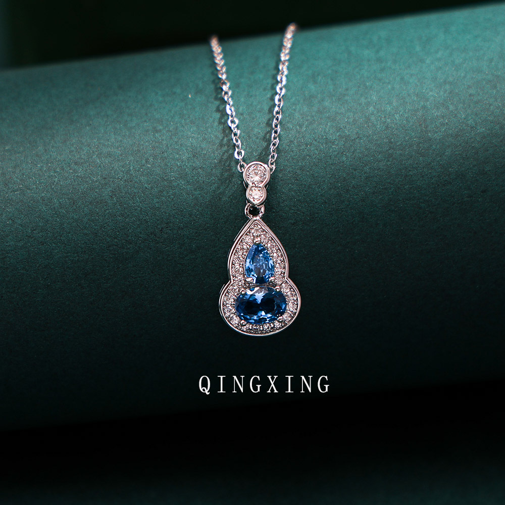 New Chinese style fashion high-end ruby ​​colored glove full diamond hoist necklace clavicle chain exquisite niche design2