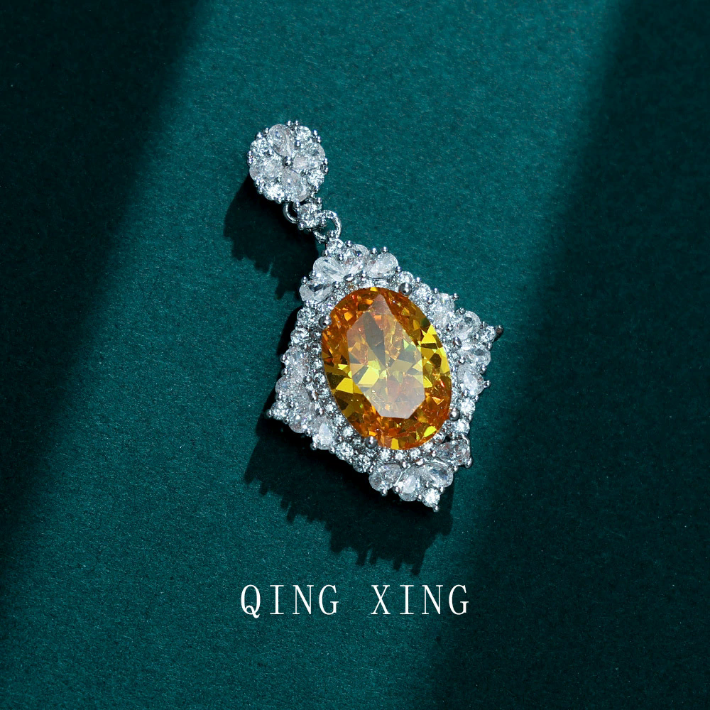 Synthetic ruby ​​inlaid diamond pendant design colorful multi-color zircon necklace manufacturer red corundum2