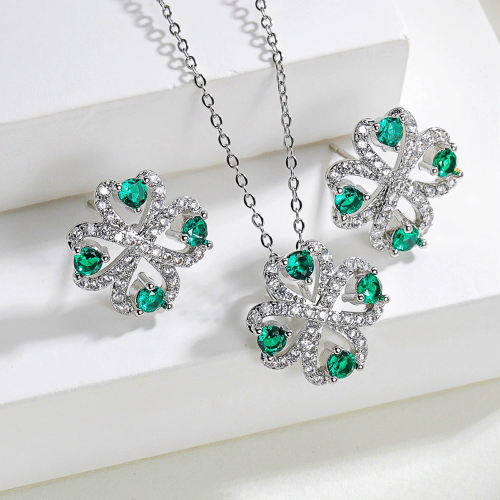 Flower earrings for girls retro high-end light luxury jewelry  new hot nano emerald earrings