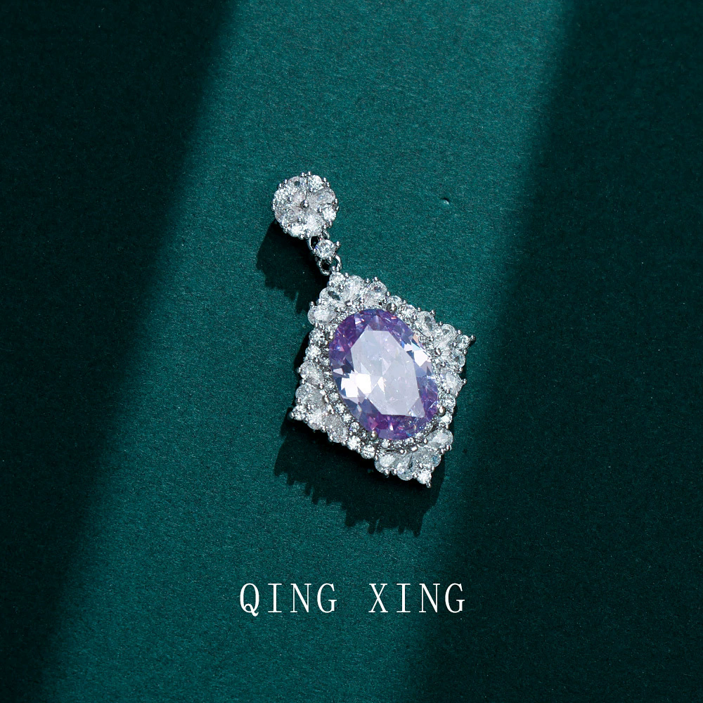 Synthetic ruby ​​inlaid diamond pendant design colorful multi-color zircon necklace manufacturer red corundum3