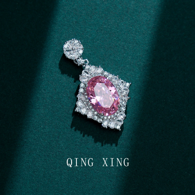 Synthetic ruby ​​inlaid diamond pendant design colorful multi-color zircon necklace manufacturer red corundum