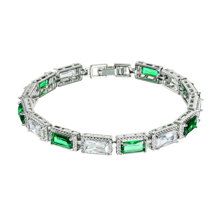 Fashion Square Color Zircon Bracelet Light Luxury Niche Design Trendy Men and Women Bracelet Versatile Accessories