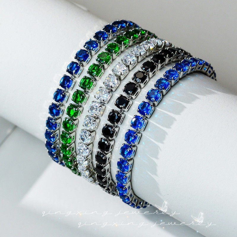 Cross-border light luxury zircon crystal bracelet fashion high-end sense men and women fashion hand decoration style simple bracelet manufacturer wholesale