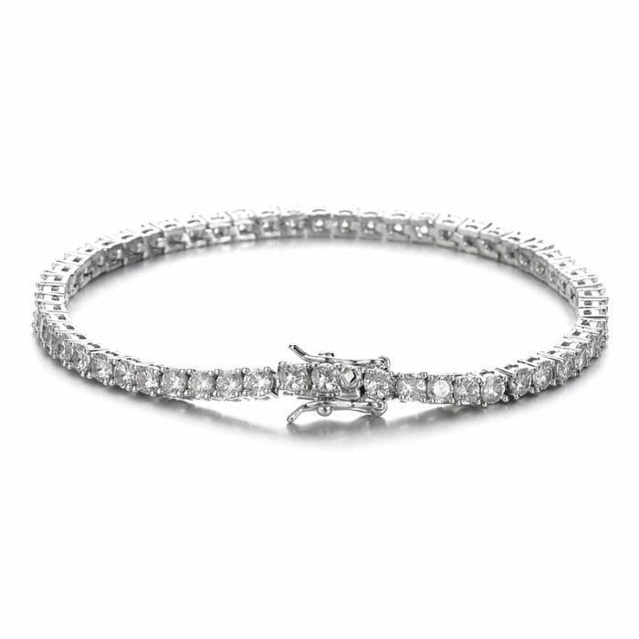 New 3mm Zircon Inlaid Bracelet Hot-selling Supply for Men and Women Hip-hop Classic Row of Simple and Fashionable Han...