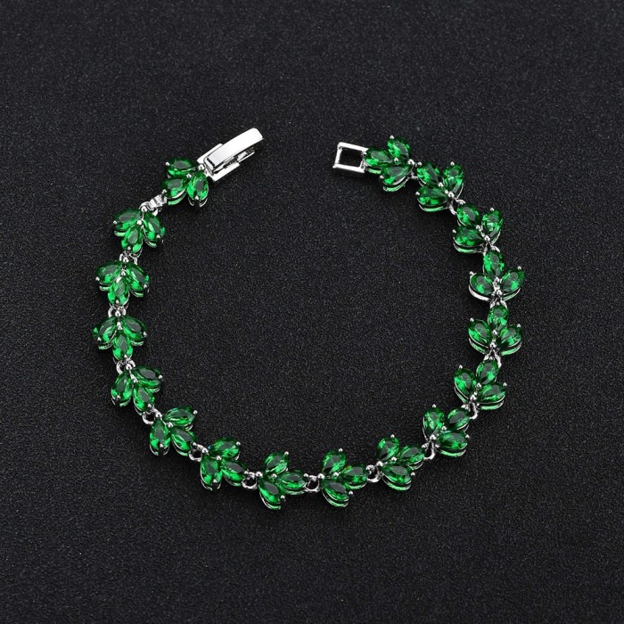 Three-leaf Water Drop Inlay Bracelet AAA Zircon Inlay Bracelet Natural Versatile Fashion Handpiece Manufacturer Direc...