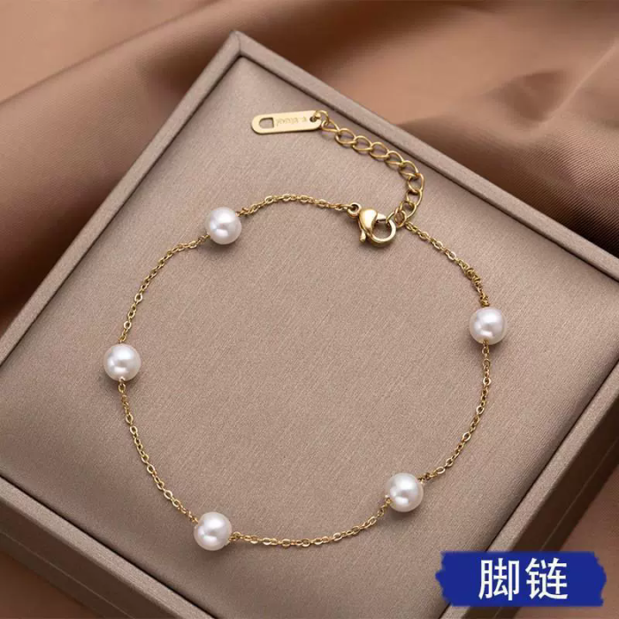 Trendy Double-sided Titanium Steel Double-layer Love Anklet for Women 18K Gold New Style Versatile and Unfastened Fas...